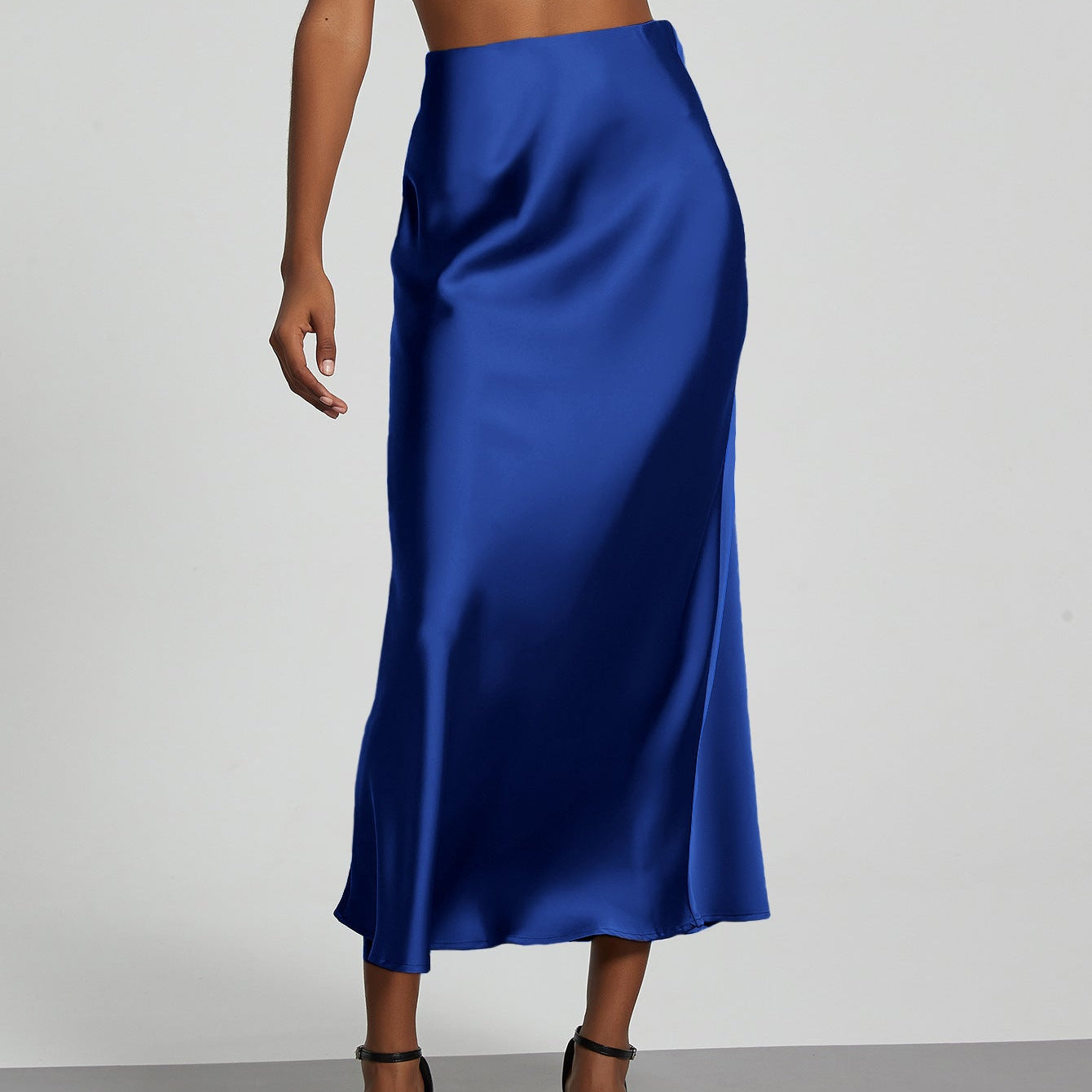 Falda midi de mujer - Satén fluido - Corte elegante y acampanado