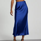 Falda midi de mujer - Satén fluido - Corte elegante y acampanado