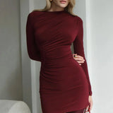 Minivestido casual con cintura ajustada y fruncida