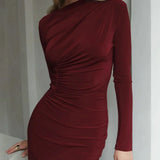 Minivestido casual con cintura ajustada y fruncida