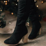 Botas hasta la rodilla para mujer - Ante suave - Tacón cómodo - Estilo elegante