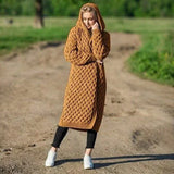 Cárdigan de mujer – Punto efecto lana – Corte oversize – Largo con capucha retorcida