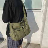 Mochila escolar de lona de gran capacidad