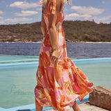 Vestido sin mangas plisado y elástico con estampado en el pecho de Sea Charm