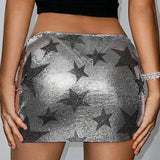 Falda lápiz sexy de cintura alta, minifalda con lentejuelas, corte trapecio.