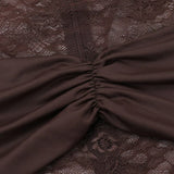 Vestido mini ajustado de manga larga con encaje transparente sexy