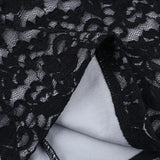 Minivestido sexy de encaje transparente con diseño de hombros descubiertos y mangas largas.
