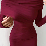 Elegante vestido largo con escote de hombros descubiertos