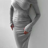 Elegante vestido largo con escote de hombros descubiertos