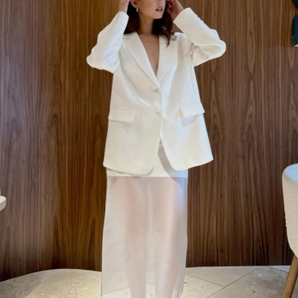 Falda midi transparente de cintura alta