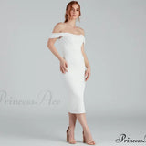 Vestido de noche midi de crepé con corsé encantador de Sheila