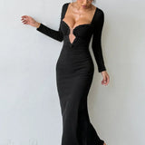 Vestido de noche largo de sirena ajustado con lentejuelas
