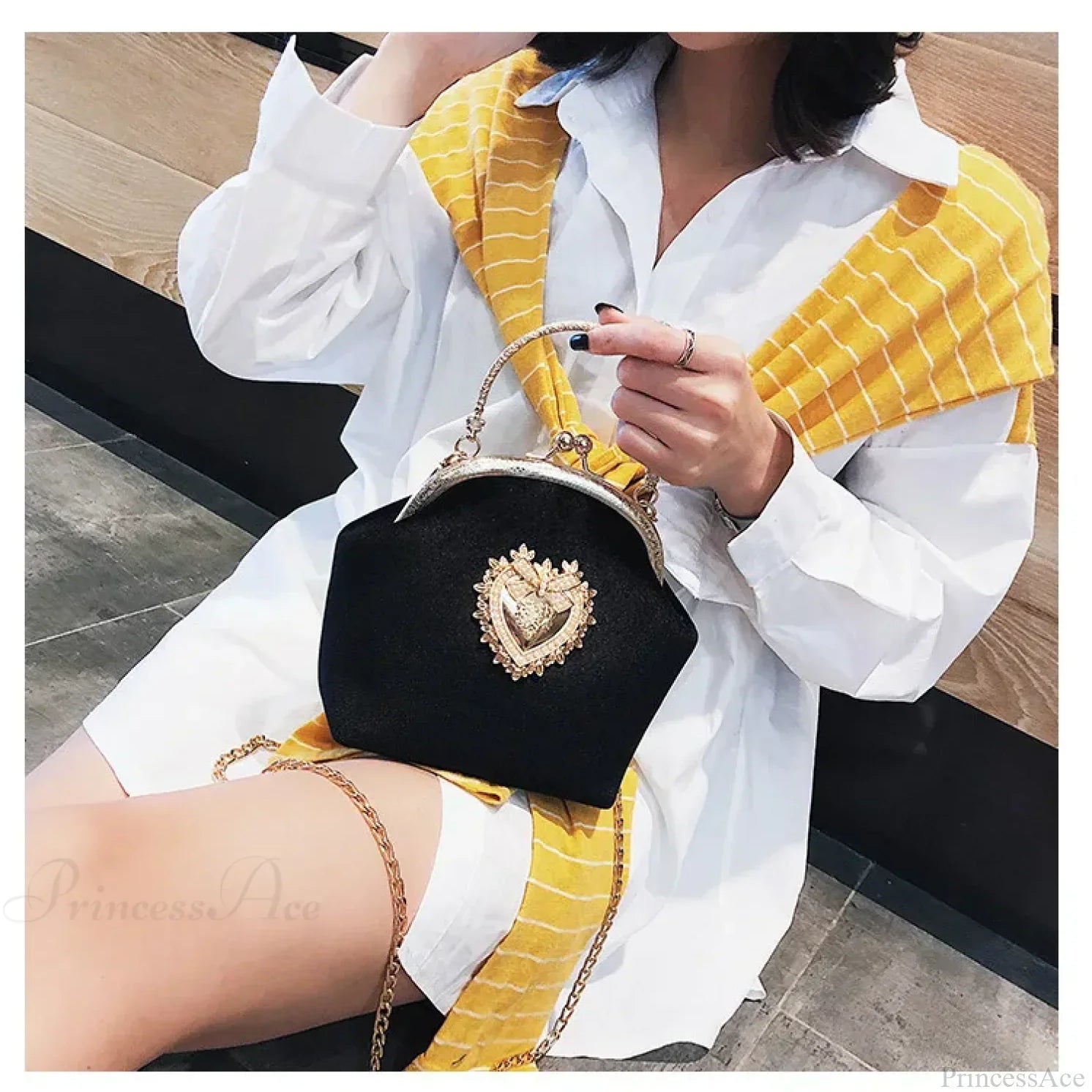 Clutch de noche brillante en forma de corazón, bolso de hombro con cadena