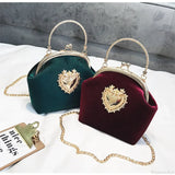 Clutch de noche brillante en forma de corazón, bolso de hombro con cadena