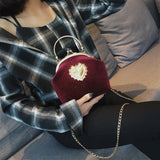 Clutch de noche brillante en forma de corazón, bolso de hombro con cadena