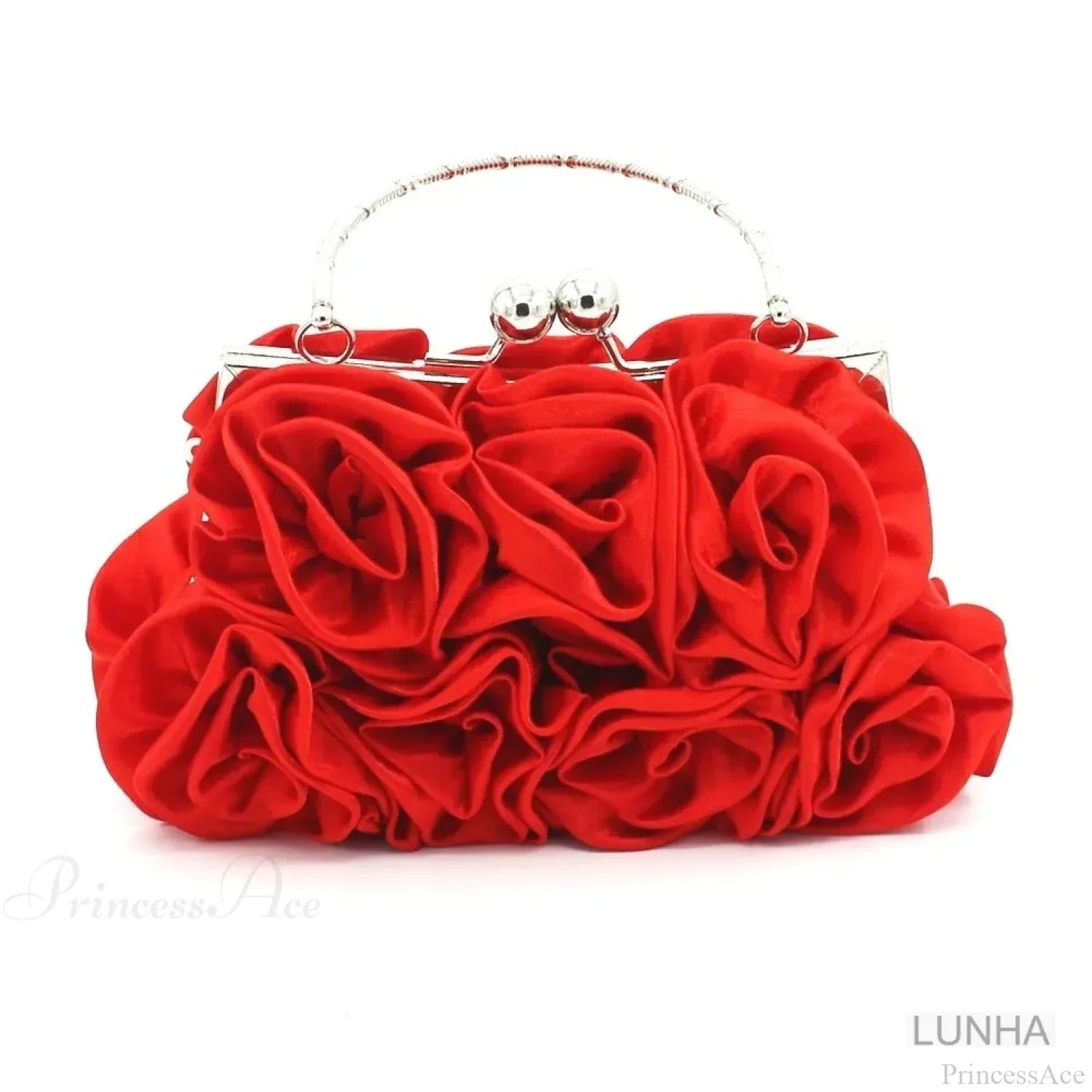 Clutch de noche con marco floral en rosa de seda.