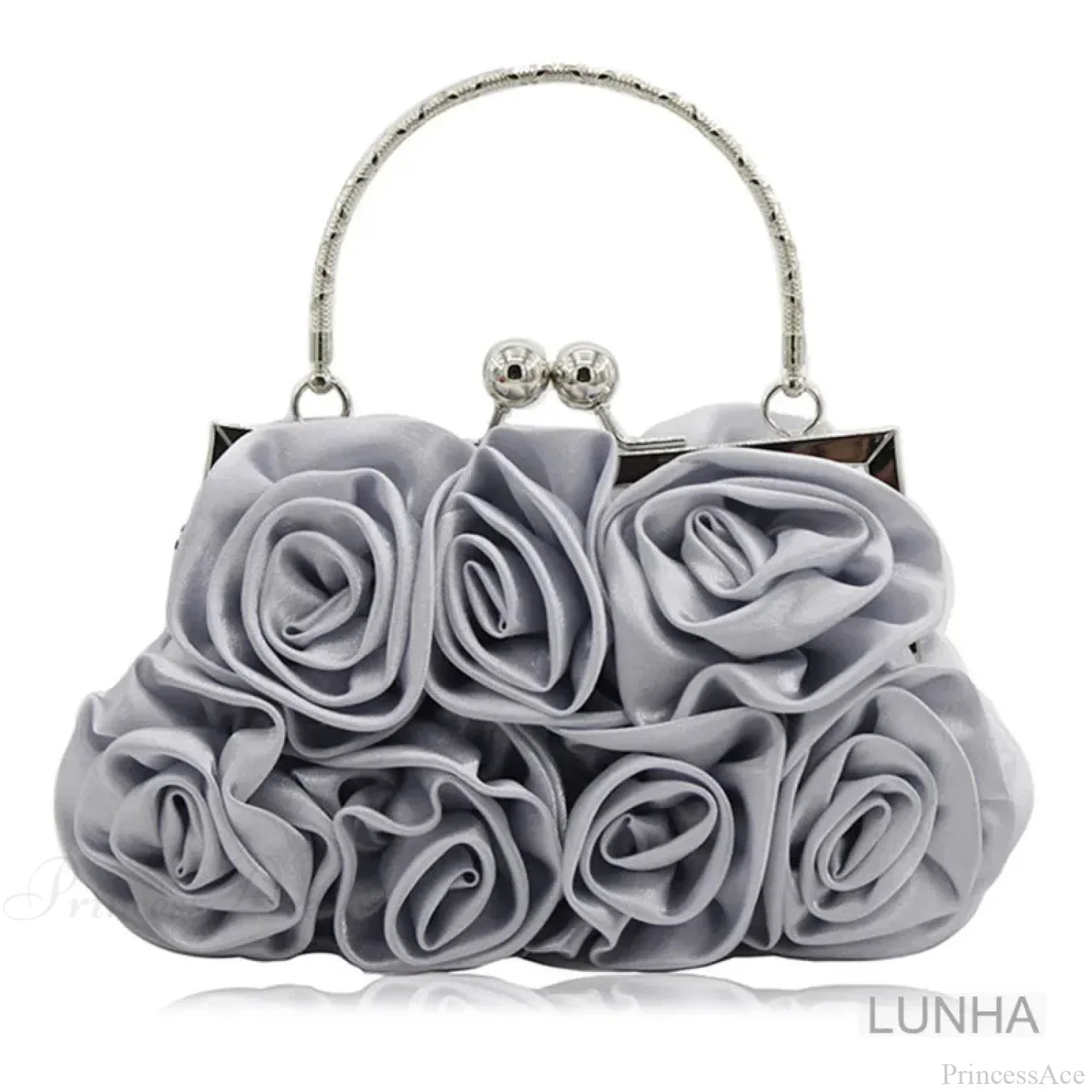 Clutch de noche con marco floral en rosa de seda.