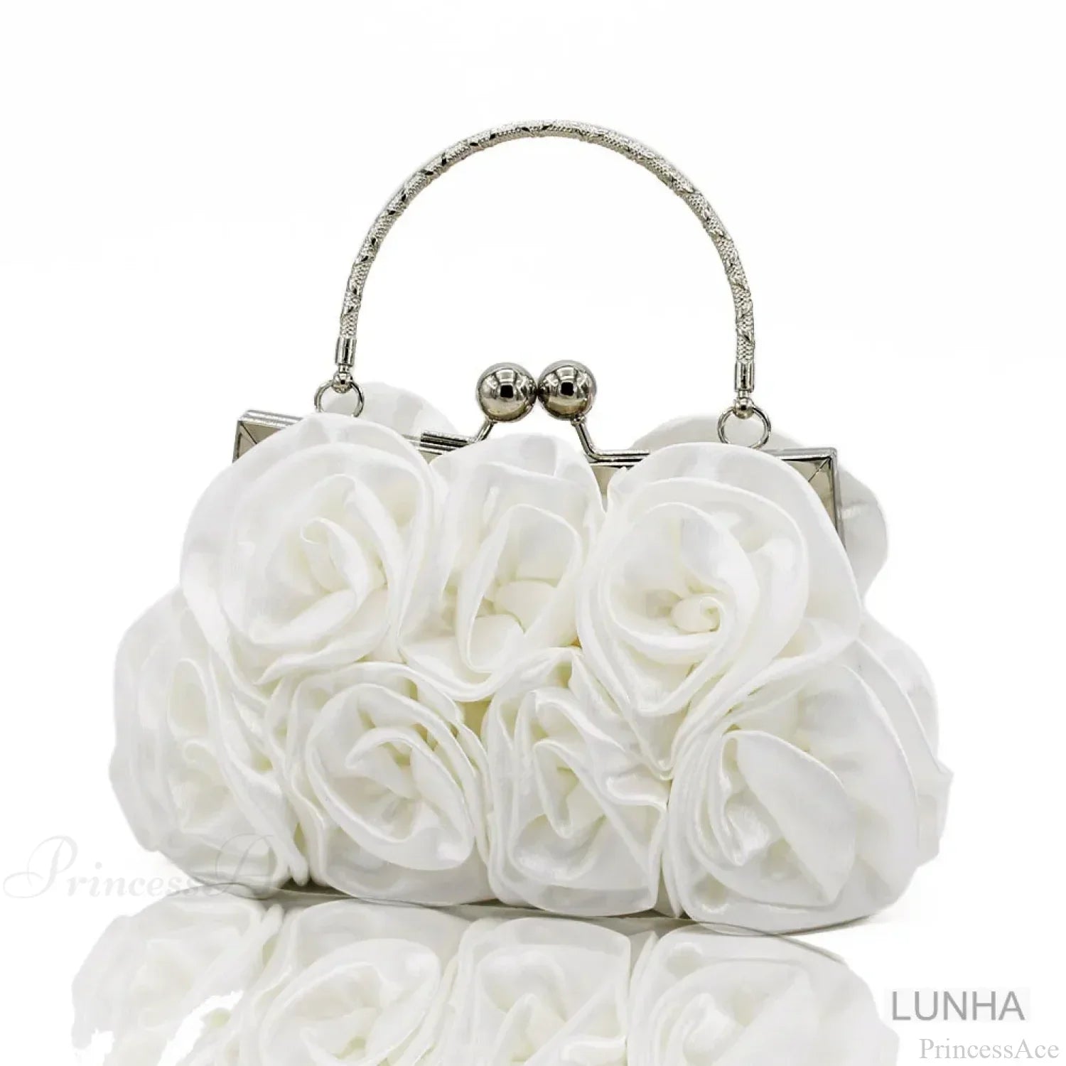 Clutch de noche con marco floral en rosa de seda.