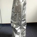 Pantalones cargo de cintura alta con dobladillos plateados