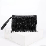 Clutch de noche plateado con lentejuelas y pedrería