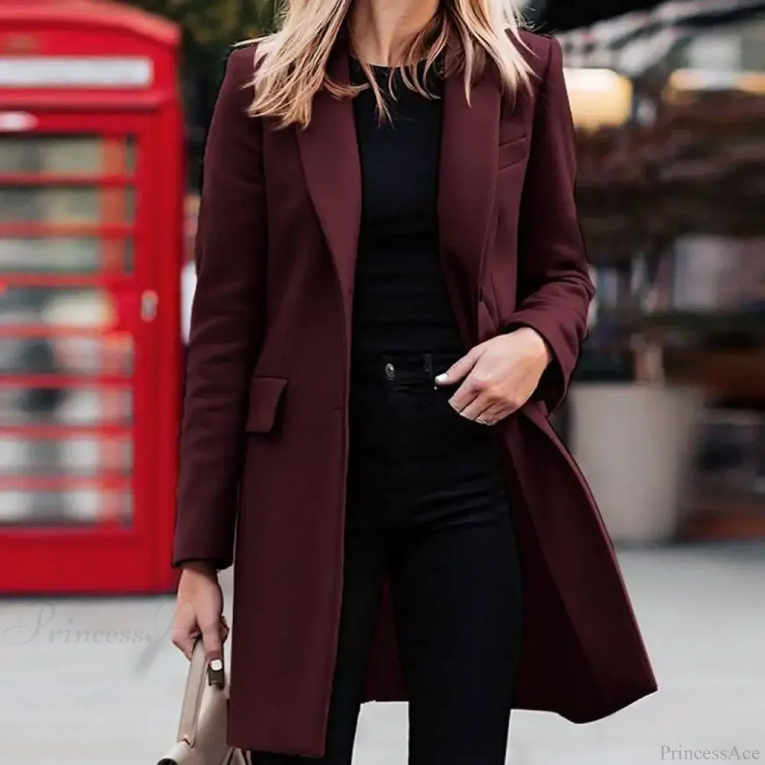 Blazer de traje de lana de botonadura sencilla