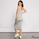 Vestido midi básico y elegante con cuello redondo de Slay Every Day