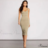Vestido midi básico y elegante con cuello redondo de Slay Every Day