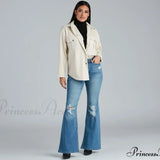 Chaqueta estilo camisa con cinturón de piel sintética de Sleek Trends