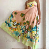 Vestido midi estampado casual y elegante con tirantes