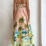 Vestido midi estampado casual y elegante con tirantes