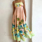Vestido midi estampado casual y elegante con tirantes