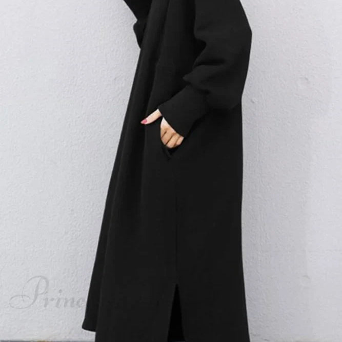 Vestido sudadera con abertura y cuello redondo