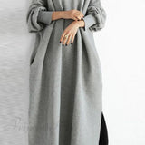 Vestido sudadera con abertura y cuello redondo