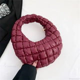 Bolso pequeño de algodón acolchado con correa de hombro acolchada