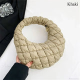 Bolso pequeño de algodón acolchado con correa de hombro acolchada