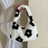 Bolso de hombro con estampado de leopardo de felpa suave