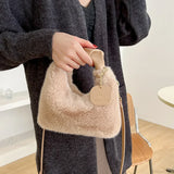 Bolso bandolera sencillo de felpa suave para mujer