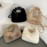 Bolso bandolera sencillo de felpa suave para mujer