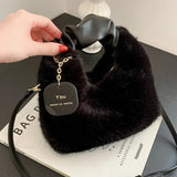 Bolso bandolera sencillo de felpa suave para mujer