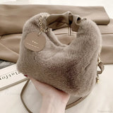 Bolso bandolera sencillo de felpa suave para mujer