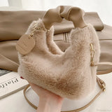 Bolso bandolera sencillo de felpa suave para mujer