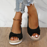 Sandalias de cuña para mujer – Punta abierta – Correa ajustable – Estilo trenzado cómodo
