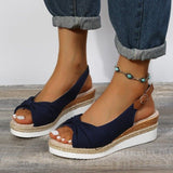 Sandalias de cuña para mujer – Punta abierta – Correa ajustable – Estilo trenzado cómodo