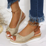 Sandalias de cuña para mujer – Punta abierta – Correa ajustable – Estilo trenzado cómodo