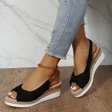 Sandalias de cuña para mujer – Punta abierta – Correa ajustable – Estilo trenzado cómodo