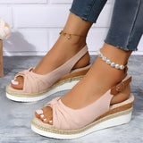 Sandalias de cuña para mujer – Punta abierta – Correa ajustable – Estilo trenzado cómodo