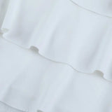 Vestido mini liso, abullonado, con cuello redondo y cintura alta.