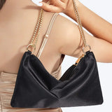 Clutch de noche/boda con cadena de metal macizo, para llevar bajo el brazo.
