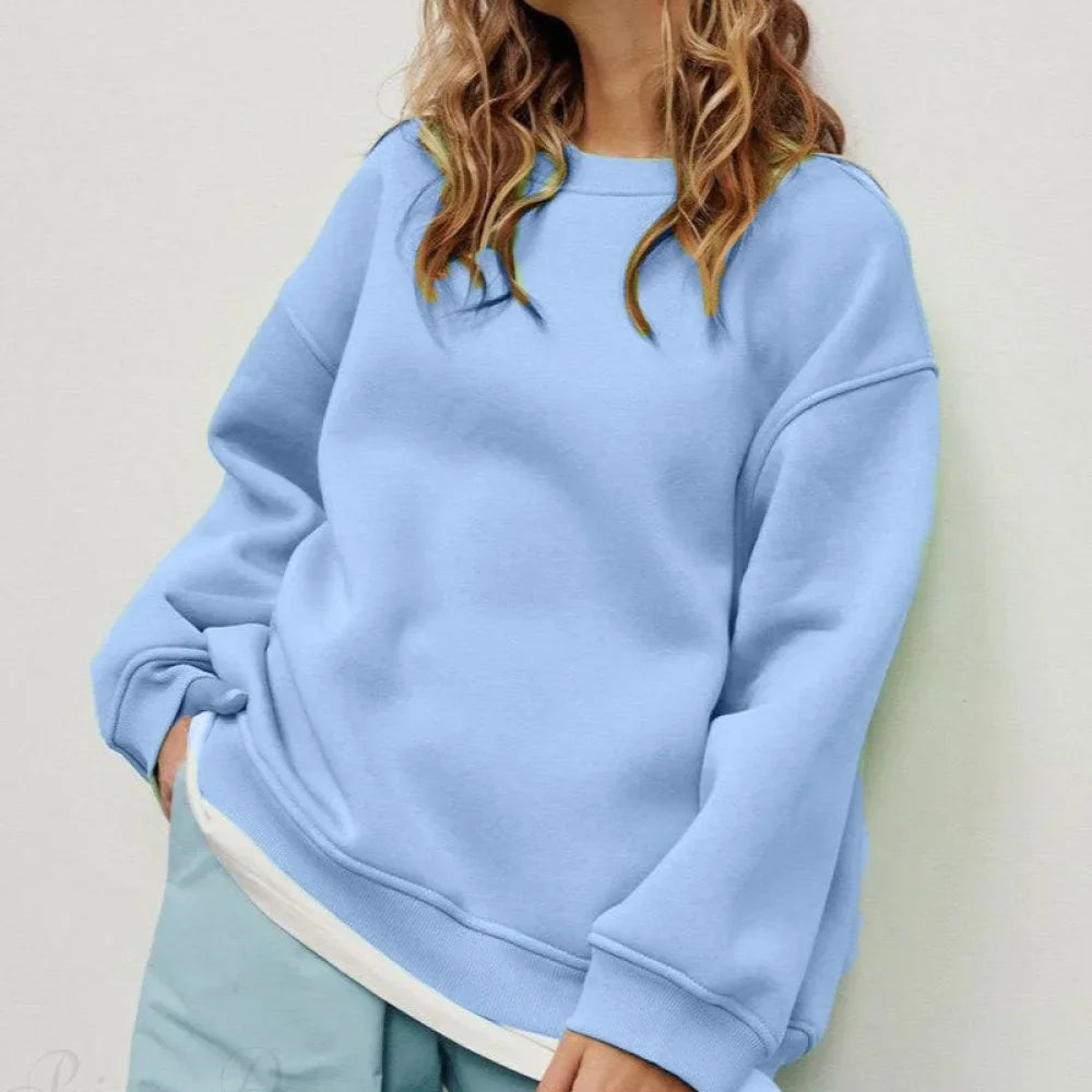 Sudadera casual lisa de gran tamaño
