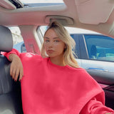 Sudadera casual lisa de gran tamaño